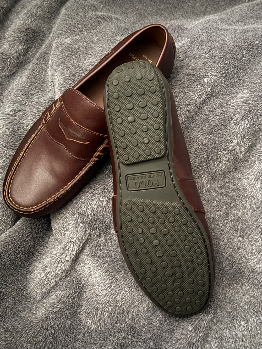 Men’s Ralph Lauren Polo Men’s Reynold Tan Loafers-Deep Saddle Tan 9.5 - Picture 2 of 5